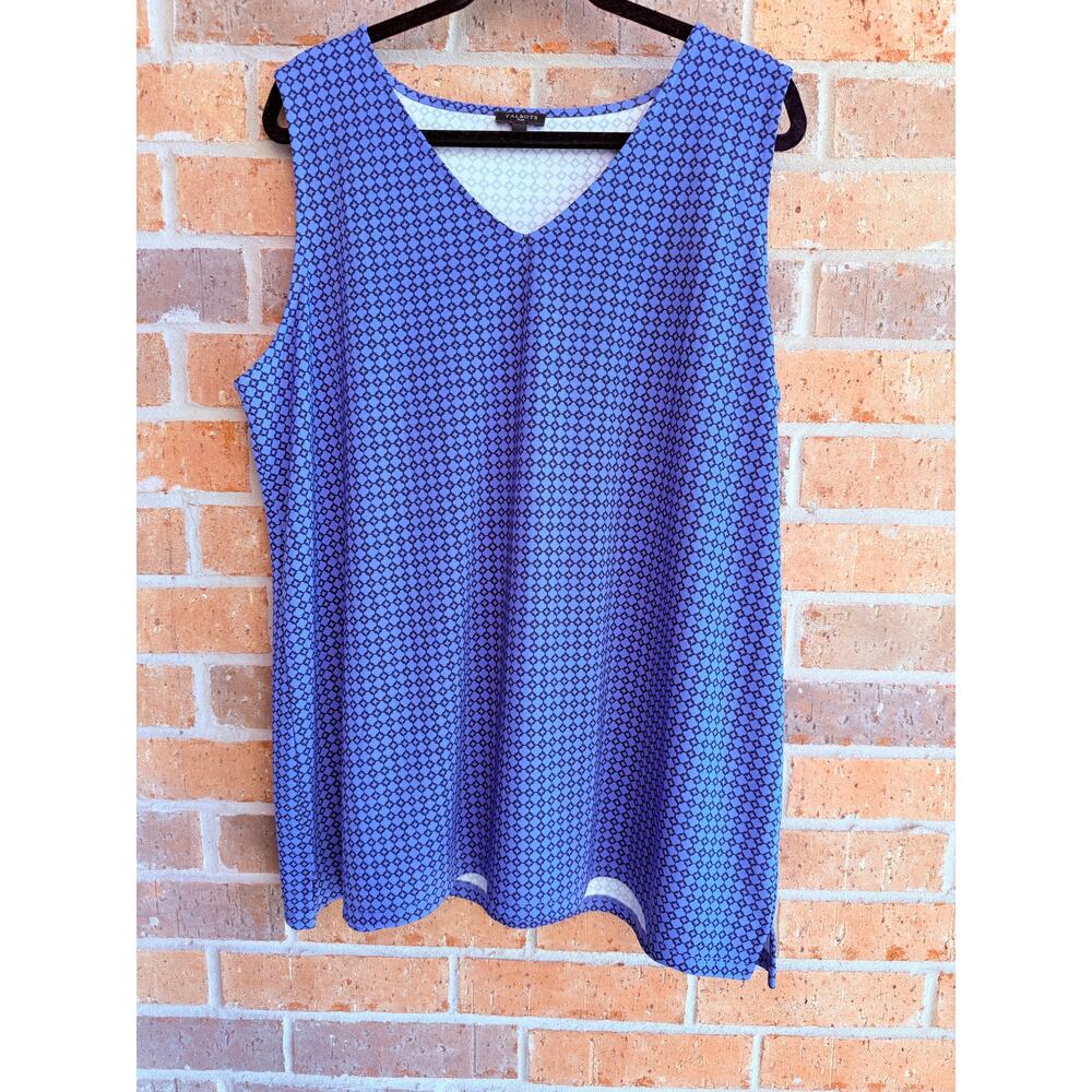 Talbots sleeveless Blue pattered blouse Size 2X